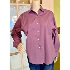 Womens Talbots Purple Wrinkle Resistant Shirt Size 8 Long Sleeves